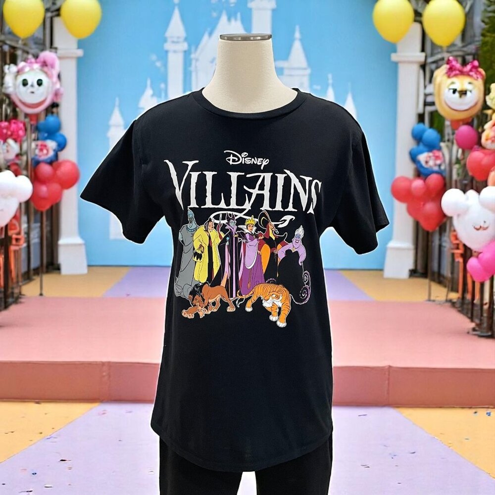 Disney Villains Graphic‎ Tee Vintage Style Y2K Black T Shirt Unisex Cartoon L